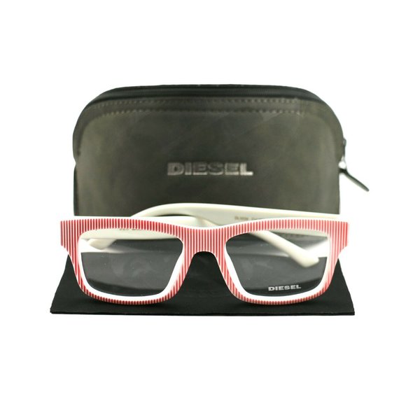 Diesel Rectangular Style Red Striped White Frame